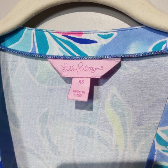 Lilly Pulitzer Women's Sz XS Karlie Romper Bennet Blue Celestial Seas Wrap Dress - Picture 3 of 9